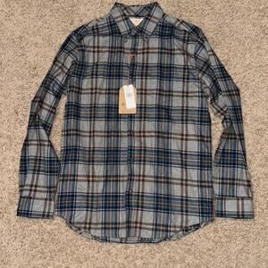NWT Original Weatherproof Vintage Mens Flannel Plaid Long-sleeve Shirt M Blue
